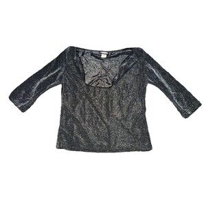 VTG Zoey Beth Sparkly Sheer Mesh Top Whimsigoth Fairy Grunge Blouse Y2K Large US